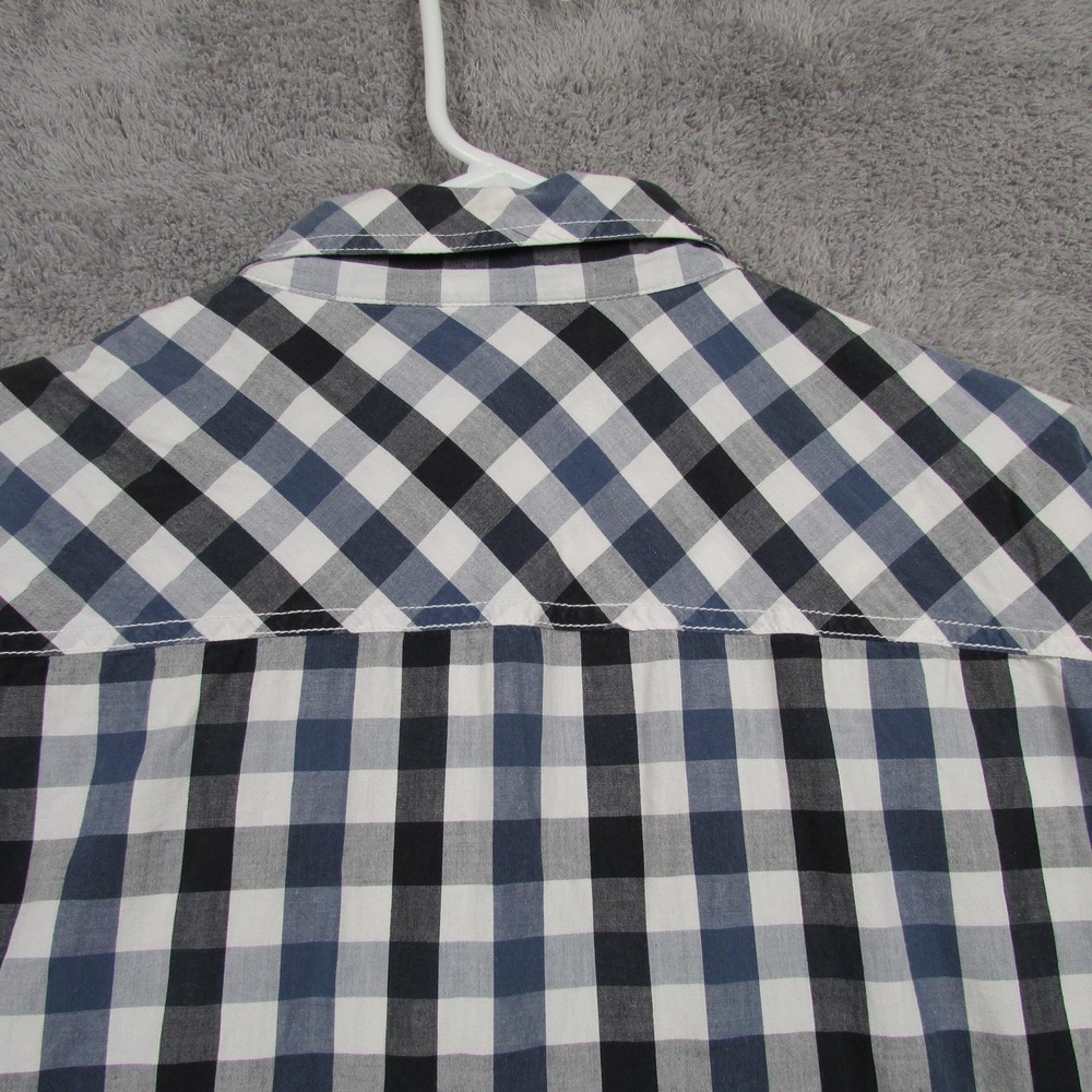Marc Ecko Shirt Mens XL Blue Check Short Sleeve Button Front Casual Top - Picture 3 of 11